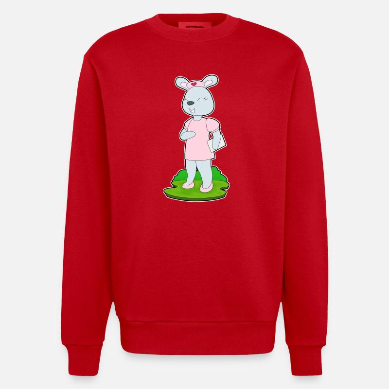 Infirmière lapin - Sweat bio épais oversize fabriqué en UE - rouge