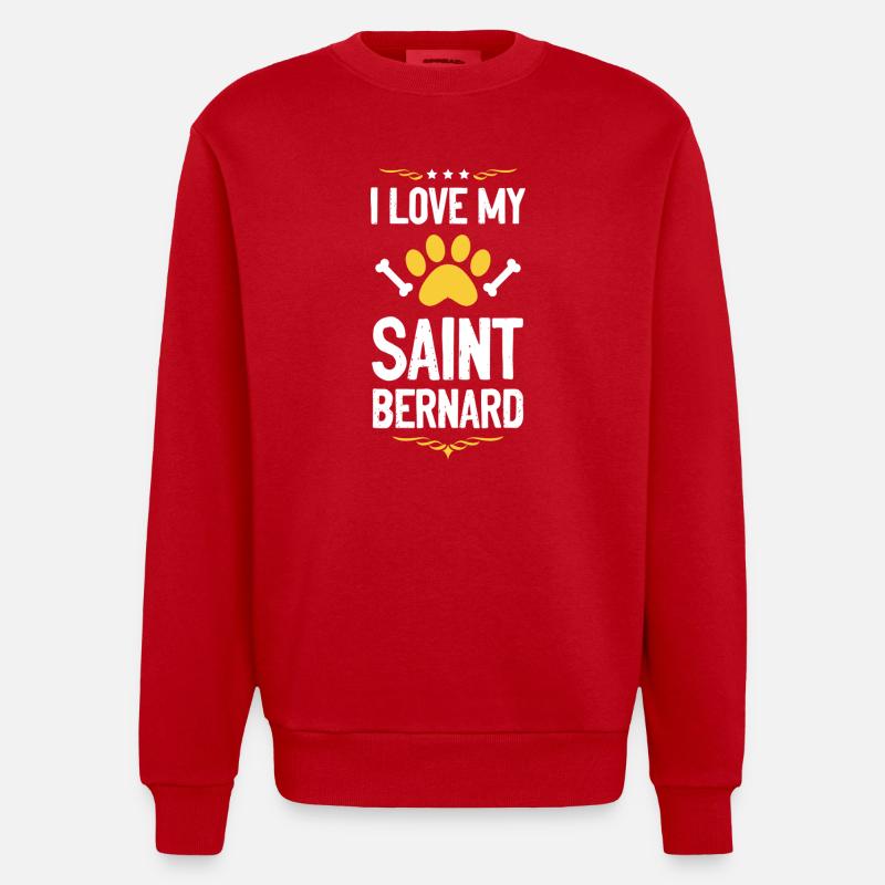 J’aime mon Saint-Bernard - Sweat bio épais oversize fabriqué en UE - rouge