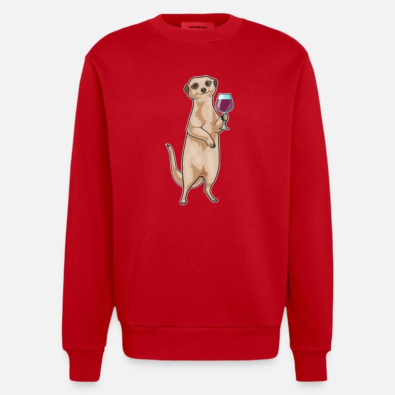 Erdmännchen Rotwein - Heavyweight Oversized Organic Crew Neck Made in EU - Rot