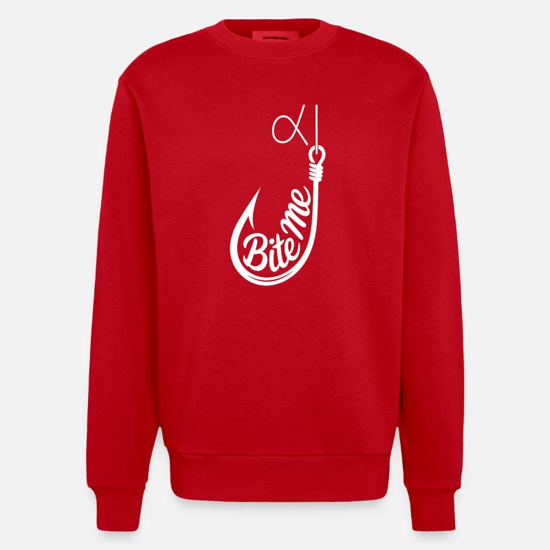 Bite Me Hook Grafik-Tee - Heavyweight Oversized Organic Crew Neck Made in EU - Rot