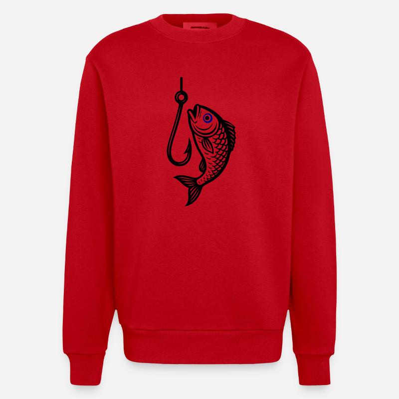 Hameçon Icône de poisson - Sweat bio épais oversize fabriqué en UE - rouge