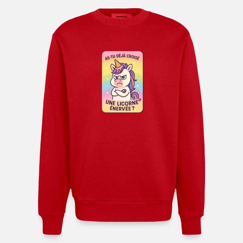 Wütendes Einhorn - Heavyweight Oversized Organic Crew Neck Made in EU - Rot