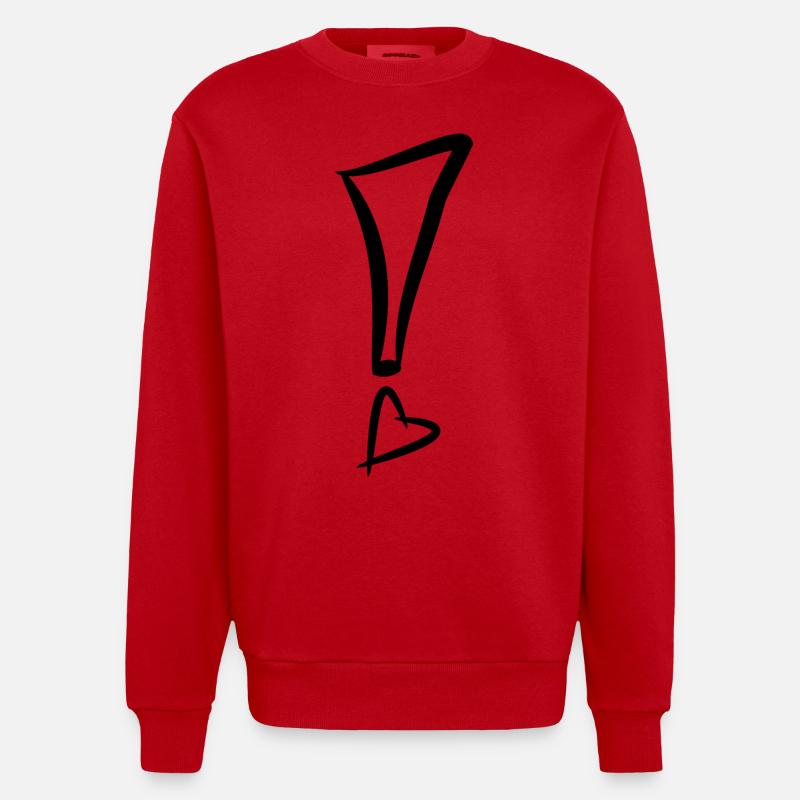 Ausrufezeichen mit Herz Schwarz - Heavyweight Oversized Organic Crew Neck Made in EU - Rot