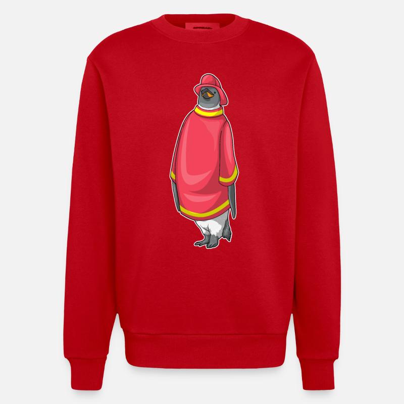 Pompier pingouin Pompier - Sweat bio épais oversize fabriqué en UE - rouge