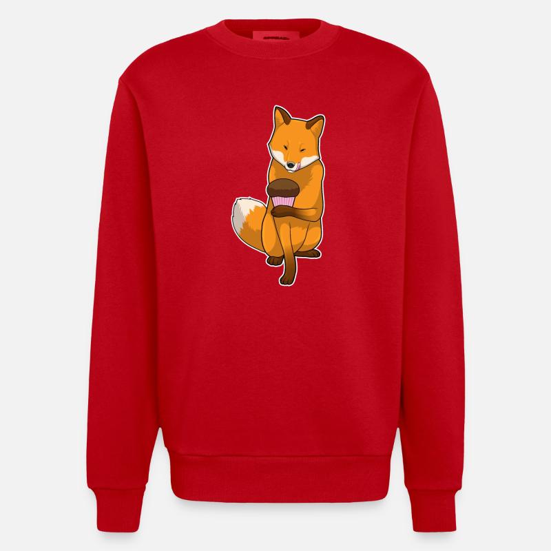 Fuchs Muffin - Heavyweight Oversized Organic Crew Neck Made in EU - Rot