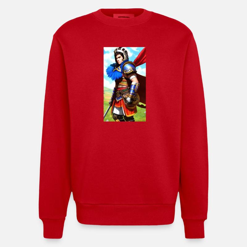 Mehrfarbiger Ritter Gladiator - Heavyweight Oversized Organic Crew Neck Made in EU - Rot