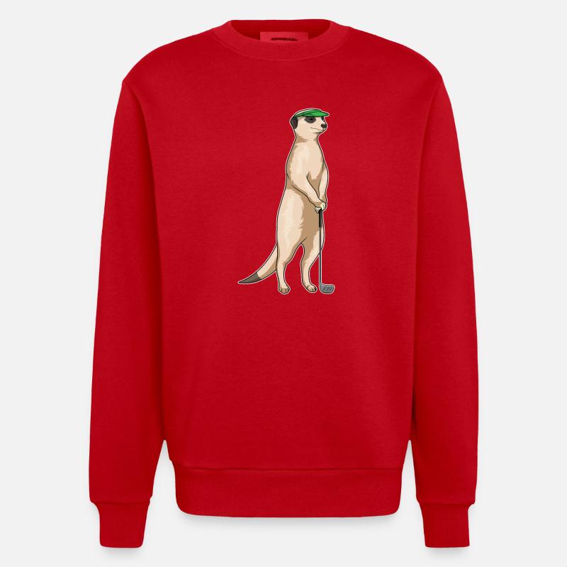 Erdmännchen Golf Golfschläger - Heavyweight Oversized Organic Crew Neck Made in EU - Rot
