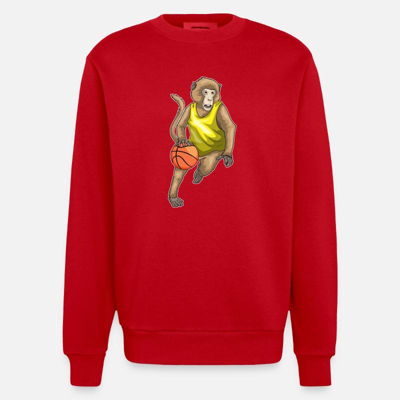 Singe Basketteur Basketteur - Sweat bio épais oversize fabriqué en UE - rouge