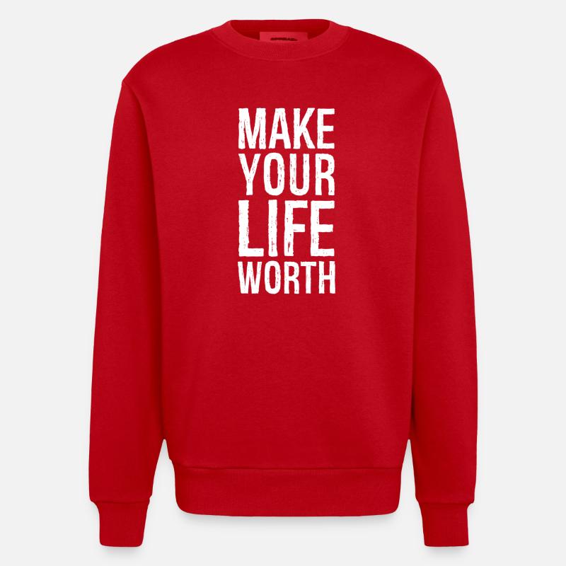 make your life worth - Heavyweight Oversized Organic Crew Neck Made in EU - red