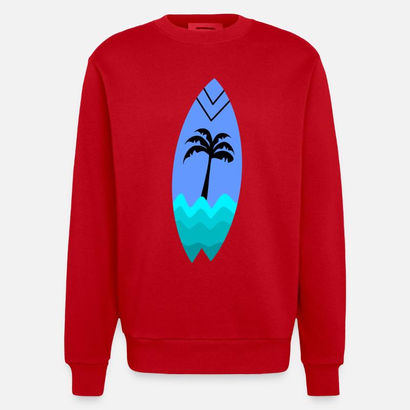Planche Palmier Turquoise - Sweat bio épais oversize fabriqué en UE - rouge