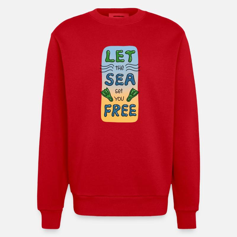 Laisse la mer te libérer - Sweat bio épais oversize fabriqué en UE - rouge