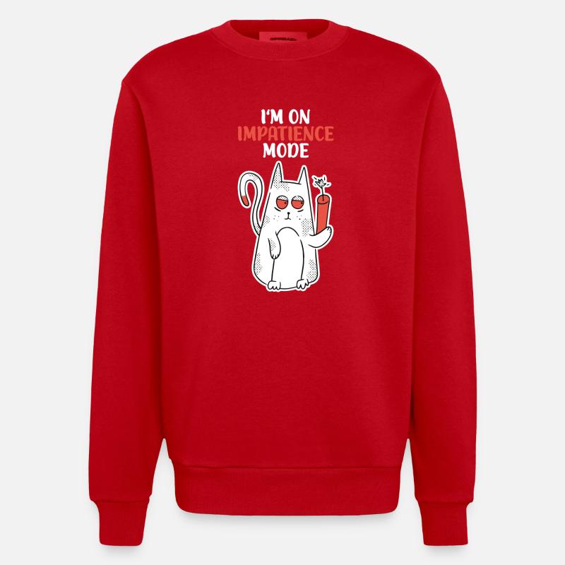 Chat impatient Impatience Mode - Sweat bio épais oversize fabriqué en UE - rouge