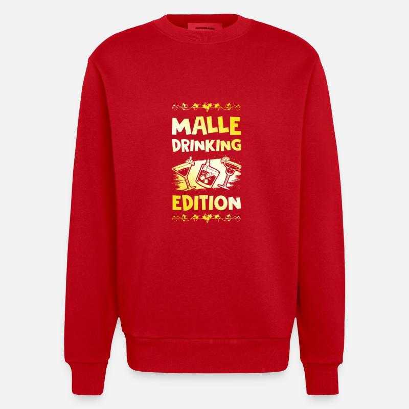 Malle Drinking Saying - Sweat bio épais oversize fabriqué en UE - rouge
