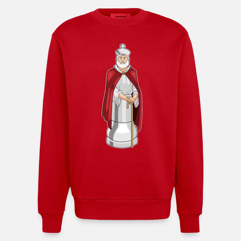 Pièce d’échecs Roi Échecs - Sweat bio épais oversize fabriqué en UE - rouge