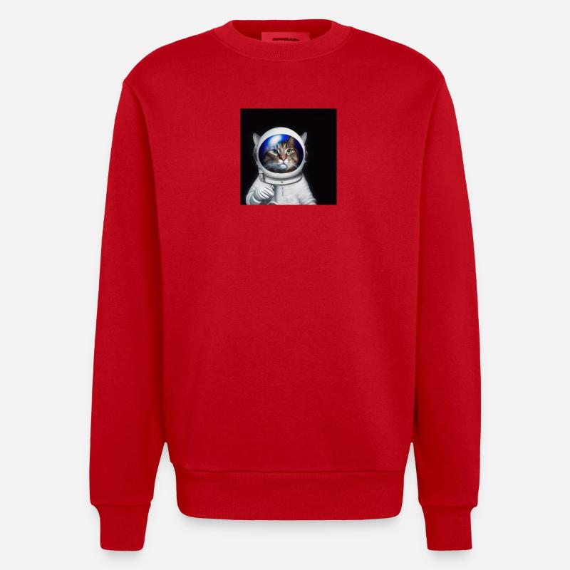 Astro-Katze - Heavyweight Oversized Organic Crew Neck Made in EU - Rot