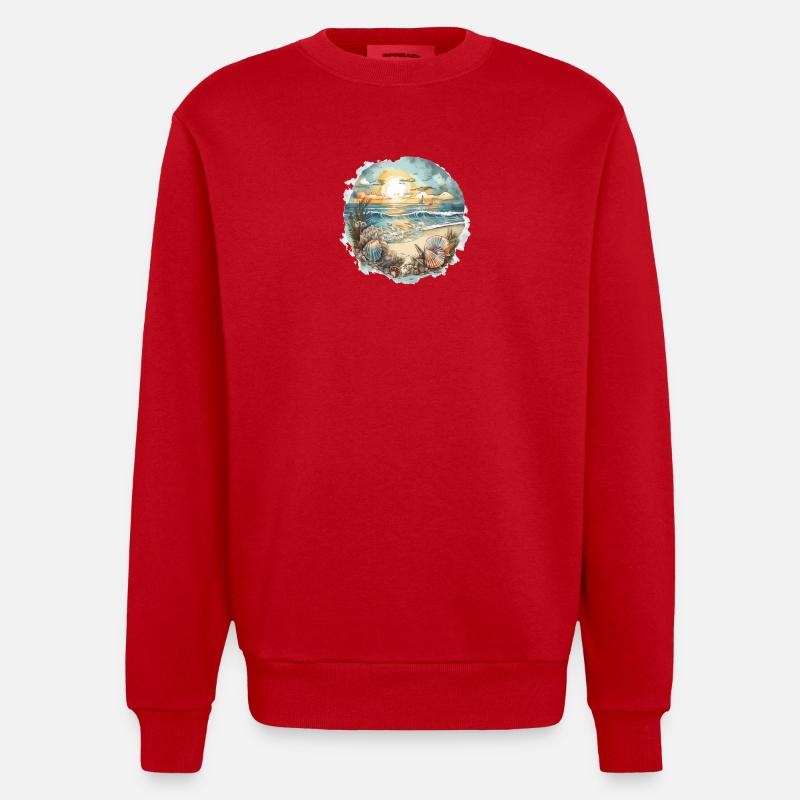 Rêve de plage - Sweat bio épais oversize fabriqué en UE - rouge