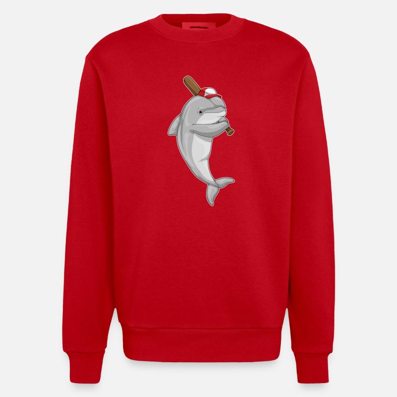 Dolphin Baseball Baseball Bats - Sweat bio épais oversize fabriqué en UE - rouge