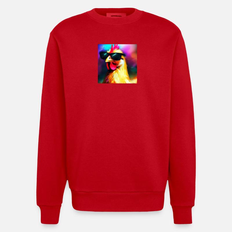 Fancy Chicken IV - Heavyweight Oversized Organic Crew Neck Made in EU - Rot