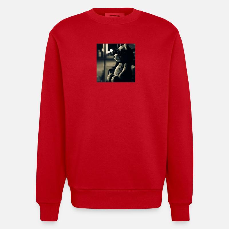 Teddy is wating - Heavyweight Oversized Organic Crew Neck Made in EU - Rot