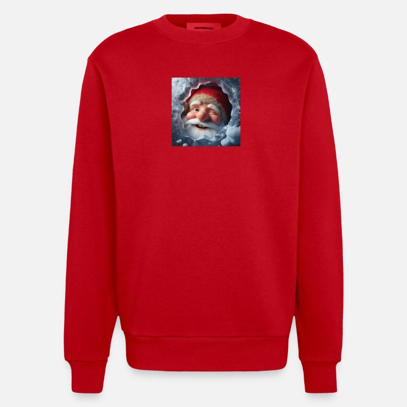 Imp looking through ice laughing - Heavyweight Oversized Organic Crew Neck Made in EU - red