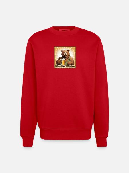 Bierchen Bärchen - Heavyweight Oversized Organic Crew Neck Made in EU - Rot