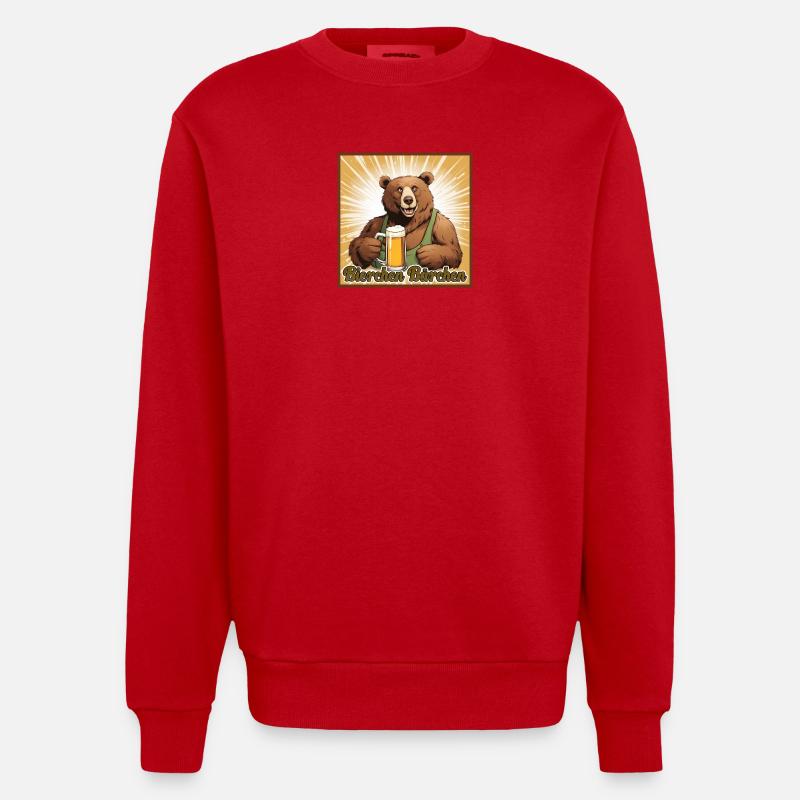 Bierchen Bärchen - Heavyweight Oversized Organic Crew Neck Made in EU - Rot