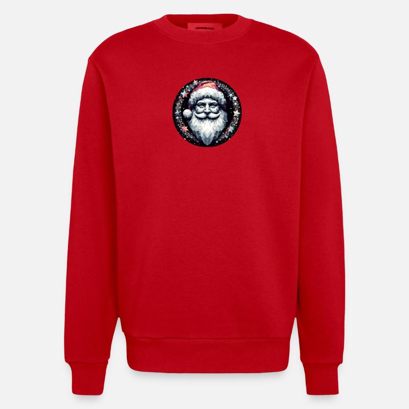 Weihnachtsmann Kopf in Kranz hell - Heavyweight Oversized Organic Crew Neck Made in EU - Rot