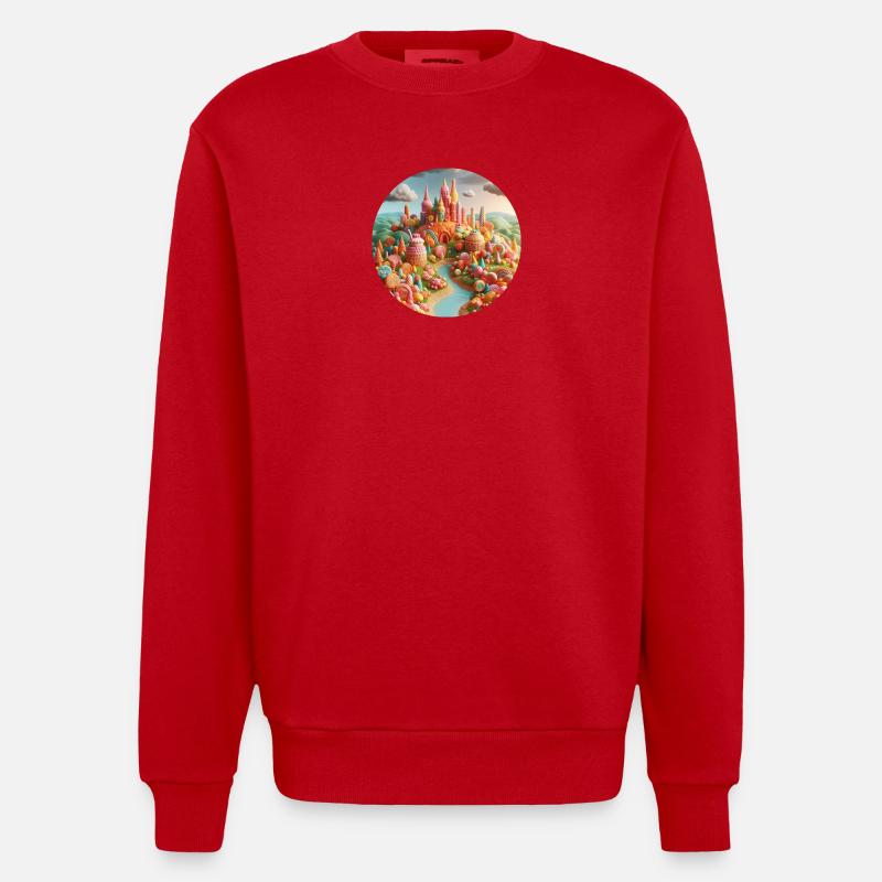 Candy World Landschaft bunt Animation - Heavyweight Oversized Organic Crew Neck Made in EU - Rot