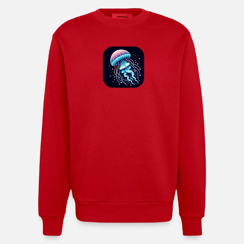 Méduse de dessin animé - Sweat bio épais oversize fabriqué en UE - rouge