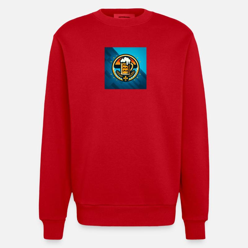 Logo de la bière 4 - Sweat bio épais oversize fabriqué en UE - rouge