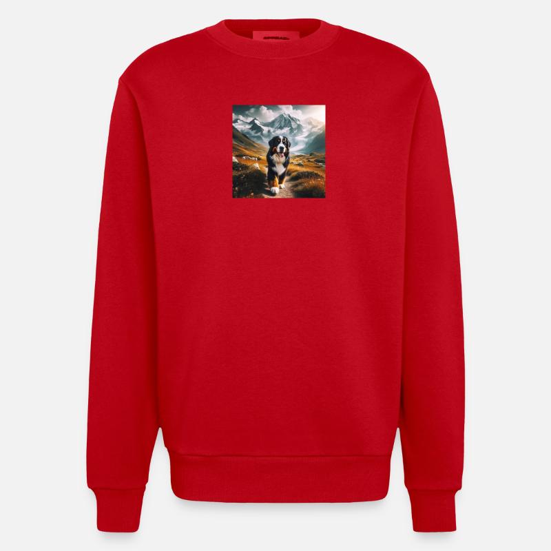 Berner Sennenhund - Heavyweight Oversized Organic Crew Neck Made in EU - Rot