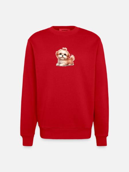 Cute dog - Heavyweight Oversized Organic Crew Neck Made in EU - red