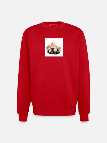 Wanderer vor Alpenlandschaft - Heavyweight Oversized Organic Crew Neck Made in EU - Rot