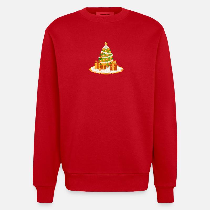 Pixelkunst Tannenbaum mit Geschenken - Heavyweight Oversized Organic Crew Neck Made in EU - Rot