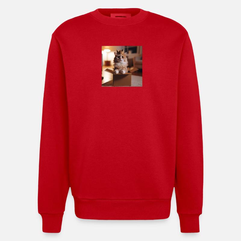 Drôle de chat - Sweat bio épais oversize fabriqué en UE - rouge