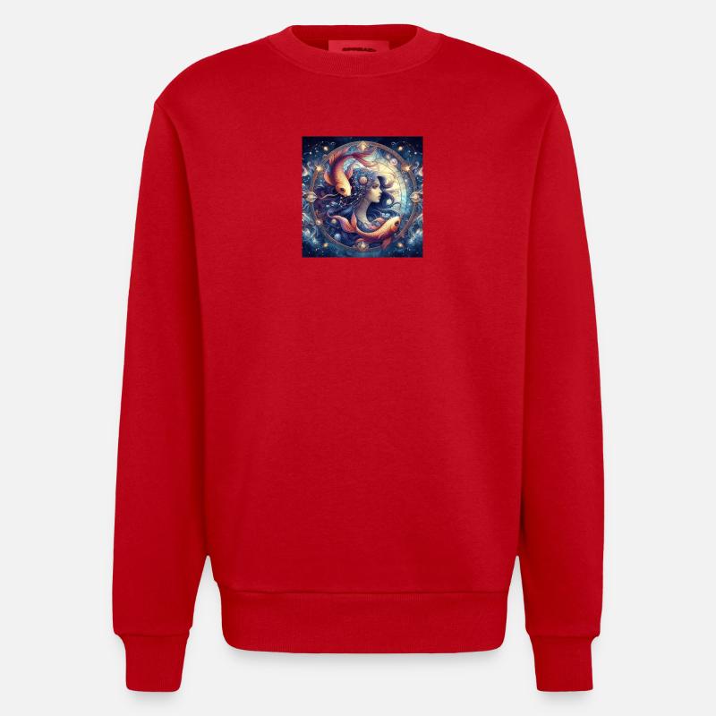 FISCHE \ Sternzeichen - Heavyweight Oversized Organic Crew Neck Made in EU - Rot