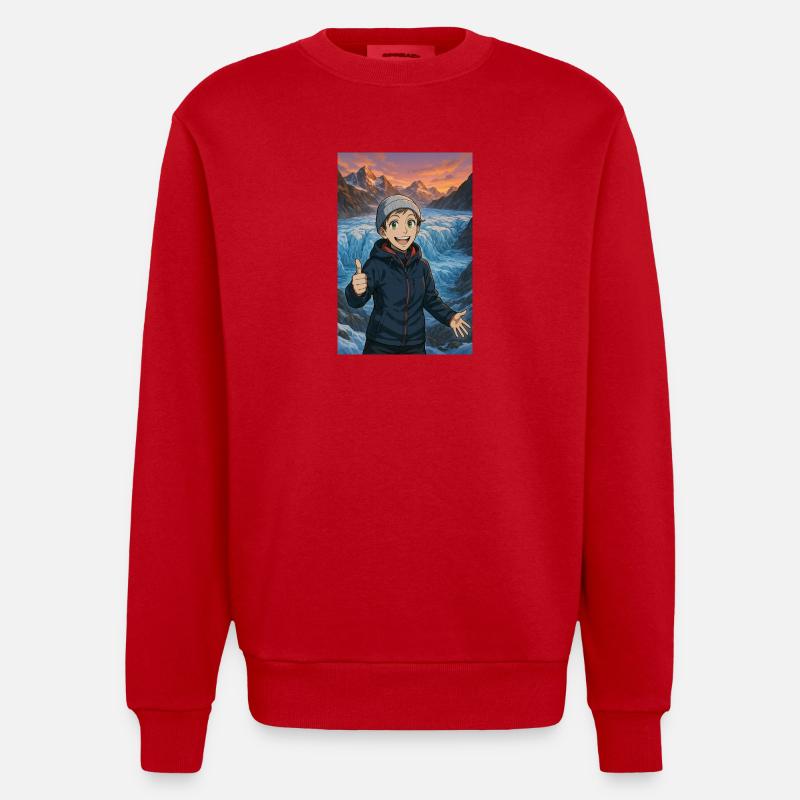 Freudige eisige Wanderung - Heavyweight Oversized Organic Crew Neck Made in EU - Rot