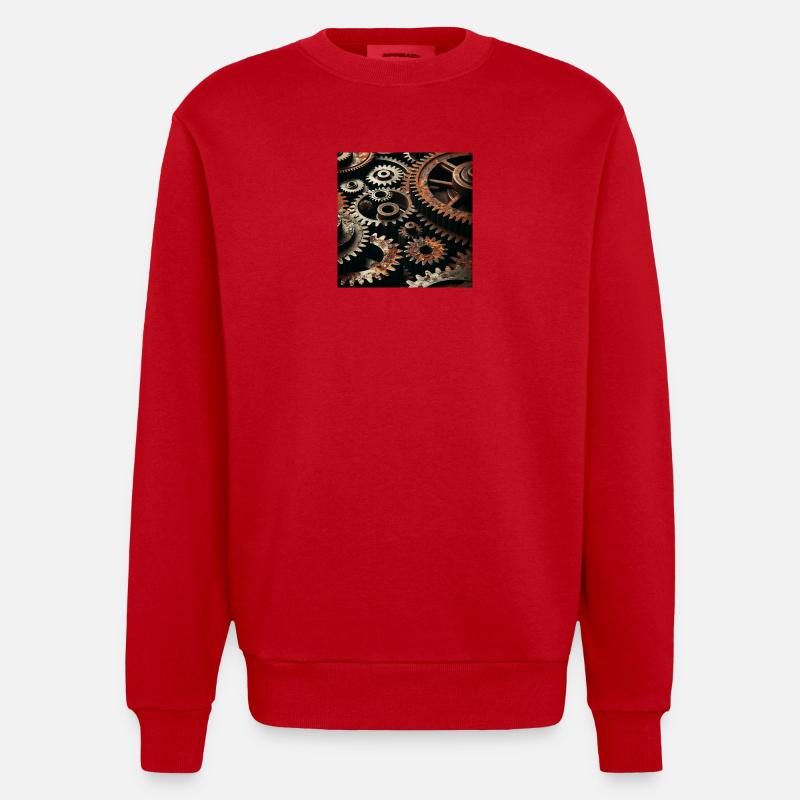 Conception d’engrenages mécaniques - Sweat bio épais oversize fabriqué en UE - rouge
