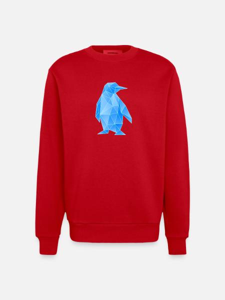 Diamond Penguin Geometric Design - Heavyweight Oversized Organic Crew Neck Made in EU - red