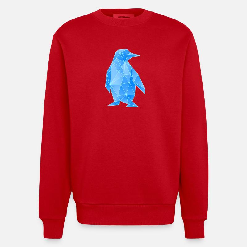 Diamant Pinguin Geometrisches Design - Heavyweight Oversized Organic Crew Neck Made in EU - Rot