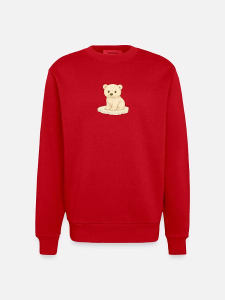 Nordic Arctic - Polar Bear - Heavyweight Oversized Organic Crew Neck Made in EU - red