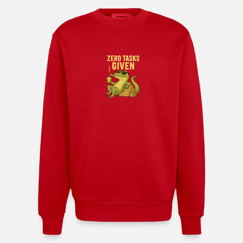 Zero Tasks Given – Gecko Edition - Heavyweight Oversized Organic Crew Neck Made in EU - Rot