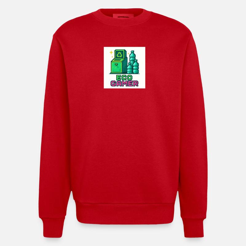 Conception Pixel Eco Gamer - Sweat bio épais oversize fabriqué en UE - rouge