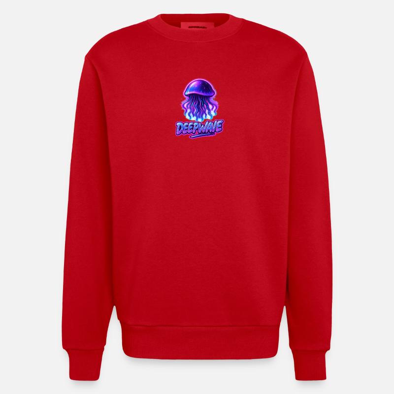 Conception de méduse néon Deepwave - Sweat bio épais oversize fabriqué en UE - rouge