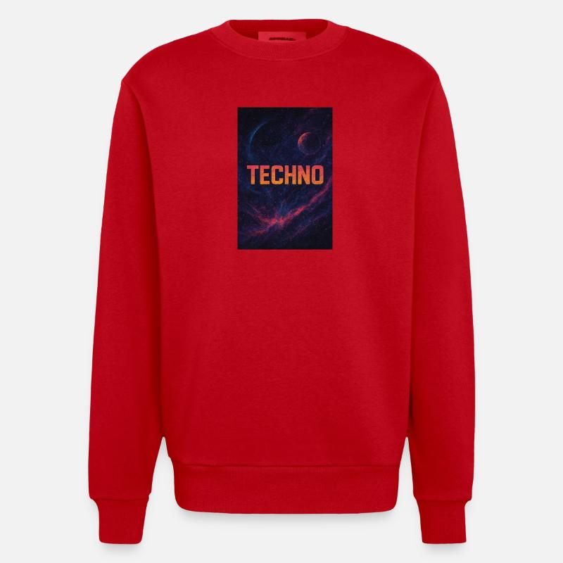 Design techno spatial futuriste - Sweat bio épais oversize fabriqué en UE - rouge