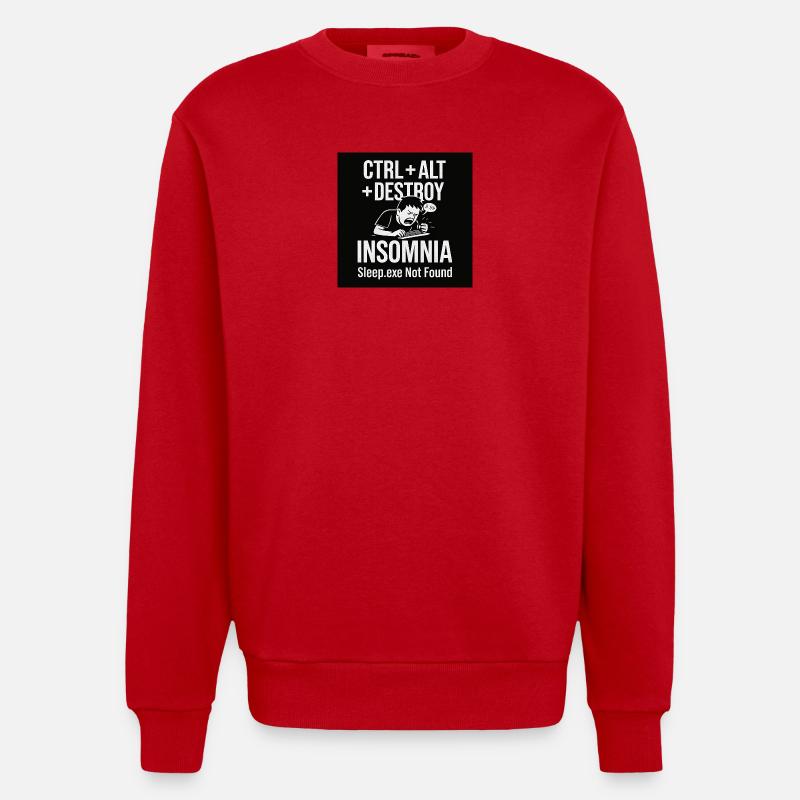 Insomnia Meme Grafik T-Shirt - Heavyweight Oversized Organic Crew Neck Made in EU - Rot