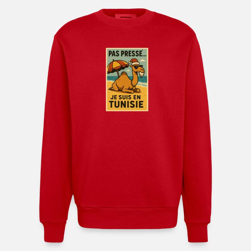 Chameau de Noël en Tunisie - Sweat bio épais oversize fabriqué en UE - rouge