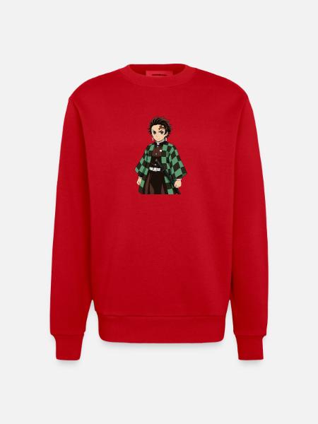 Hero Checkerboard Kimono Green Saber - Heavyweight Oversized Organic Crew Neck Made in EU - red