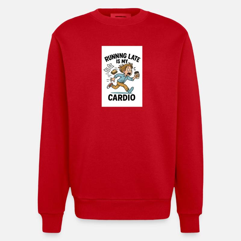 Courir trop tard, c’est mon cardio - Sweat bio épais oversize fabriqué en UE - rouge