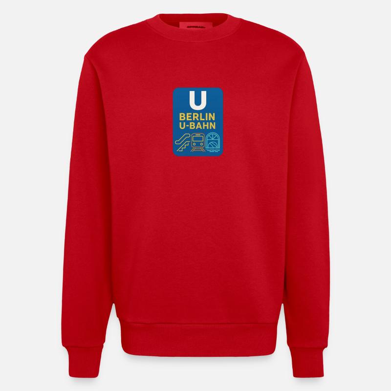 Berliner U-Bahn Neon Line Art - Heavyweight Oversized Organic Crew Neck Made in EU - Rot